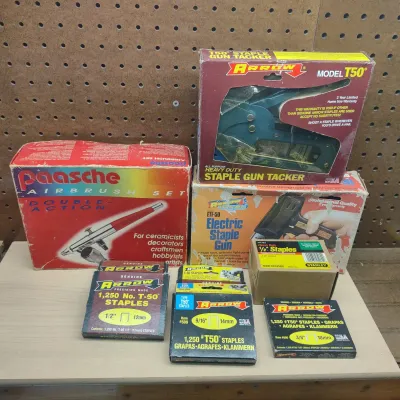 Staplers, Staples, And An Airbrush Kit