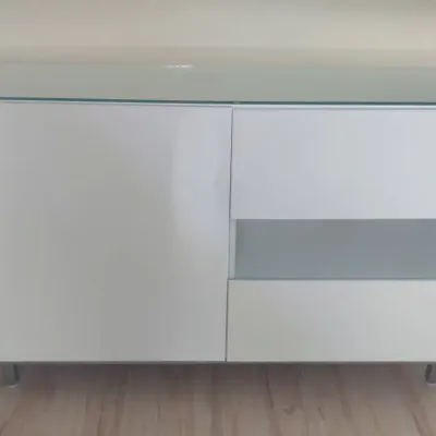Modern White Entertainment Cabinet With Glass Top