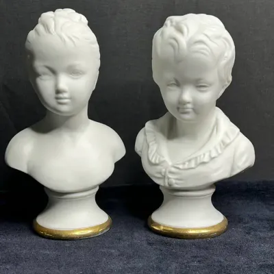 Vintage Lefton Bisque Porcelain Busts 