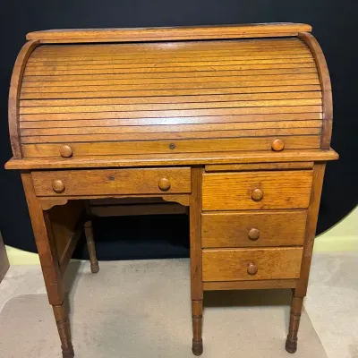 Vintage Wooden Roll Top Desk