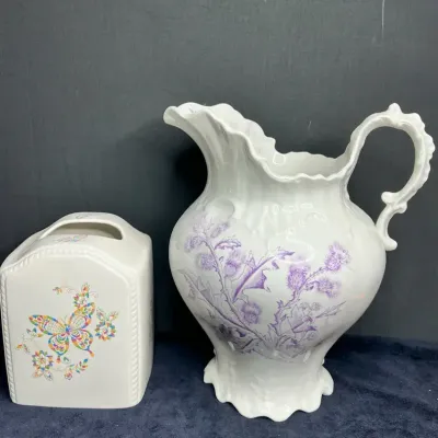 Vintage Decor: Tissue Box Holder & Pitcher 