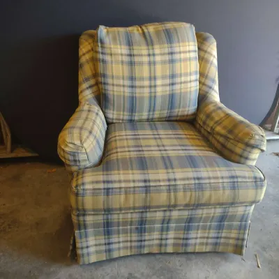 Plaid Upholstered Chair By Sherrill