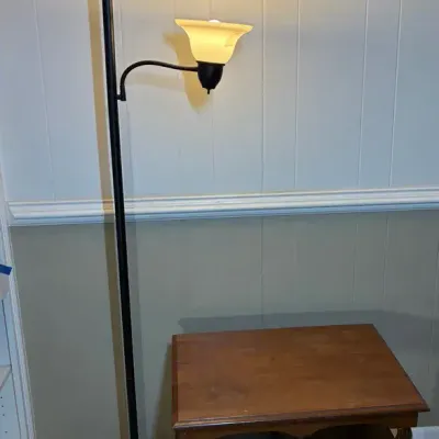 2 Tier Wooden Table And Floor Lamp