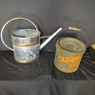 Old Pal Minnow Bucket And Tin Watering Jug