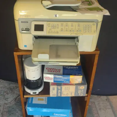 Office Supply Shelf With Everything Pictured 