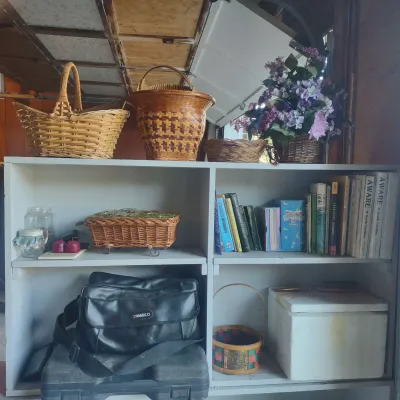 Solid Wood Bookshelf With Contents
