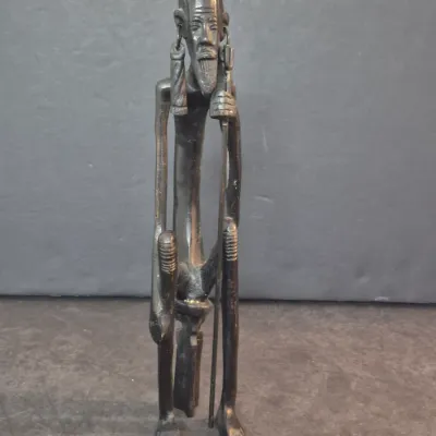 Sale Photo Thumbnail #30: MCM Cast Metal Tribal Bantu Style Wise Old Man Figurine - 10¼" Tall