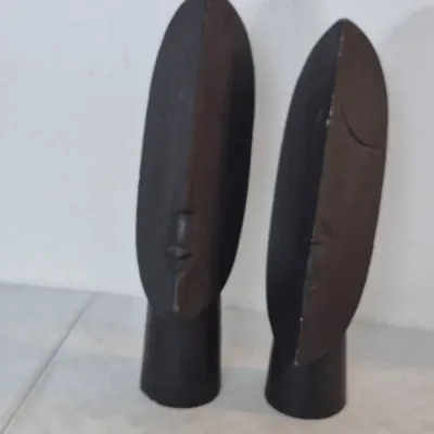 Sale Photo Thumbnail #53: Lightweight Wood Minimalist Head Statues - 24" Tall