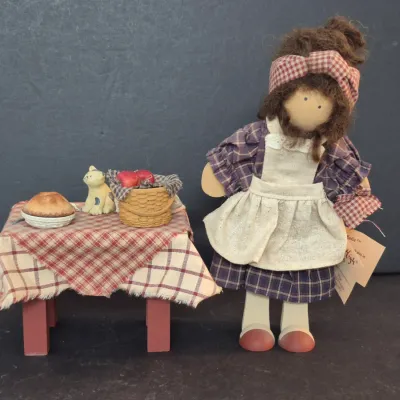 Sale Photo Thumbnail #14: 1999 Longaberger Lizzie High Dolls "Katie" Wooden Folk Art - 11" Tall