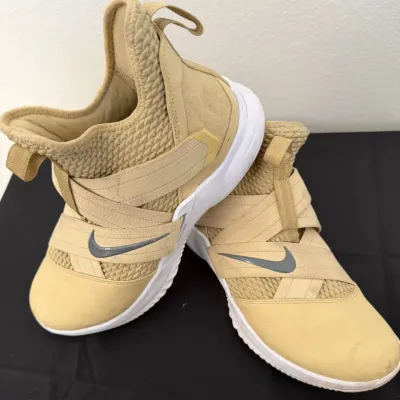 Nike LeBron Soldier 12 XII TB Team Gold Tan Gray White AT3872-702 Men's Size 12
