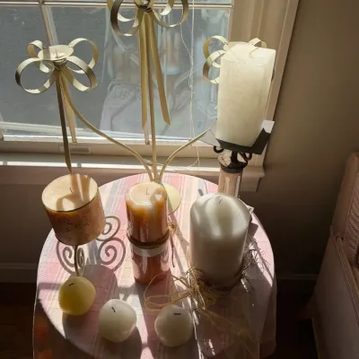 Vintage-Style Pillar Candle & Holder Table Display Set