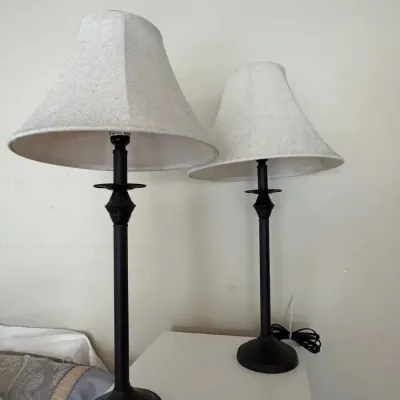 Pair of Modern Transitional Matte Black Table Lamps (26.5")