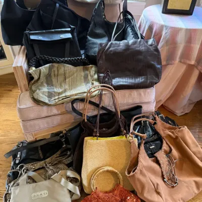 Huge Designer & Vintage Handbag Lot (15+ Pieces) – DKNY, Leather, Suede, Straw Hobo Tote Bundle Rese