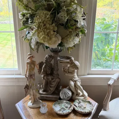 Lot of (5) Antique & Vintage Porcelain & Sculptural Tabletop Decor Elements