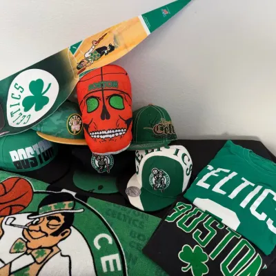 Ultimate Boston Celtics Fan Collector’s Lot – Caps, Apparel, Pennant & Skull