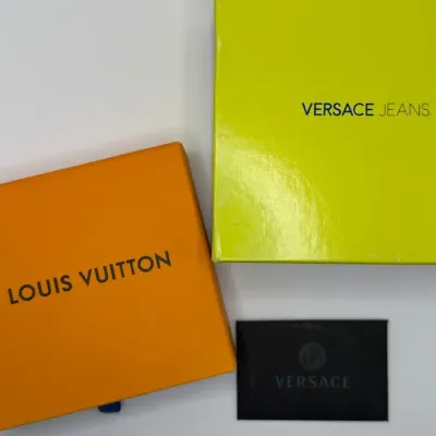 Designer Empty Box Lot - Louis Vuitton Wallet Set & Versace Jeans Apparel Box Set