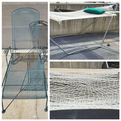 Hammock and Vintage Metal Lounge Chair (WH8)