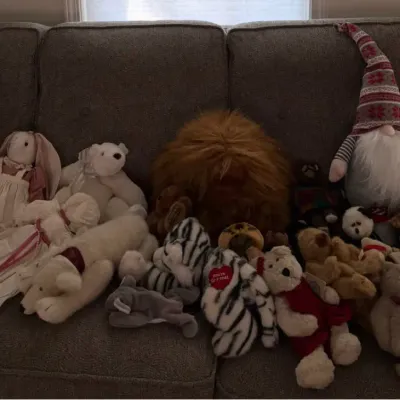 Large Assortment of Collectible Teddy Bears, Plush Animals, Decorative Dolls & Holiday Gnome