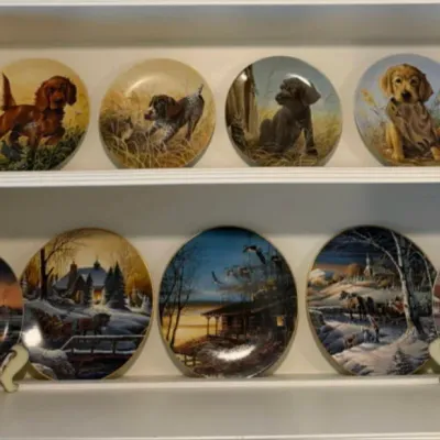 Collection of 11 Decorative Collector Plates - Sporting Dogs, Puppies & Winter Americana