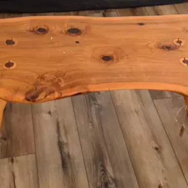 Rustic Live Edge Solid Wood Coffee Table with Natural Branch Legs - Lodge & Cabin Style
