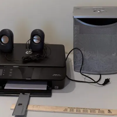HP Envy 4502 All-in-One Printer, Sentinel Paper Shredder & Computer Speakers