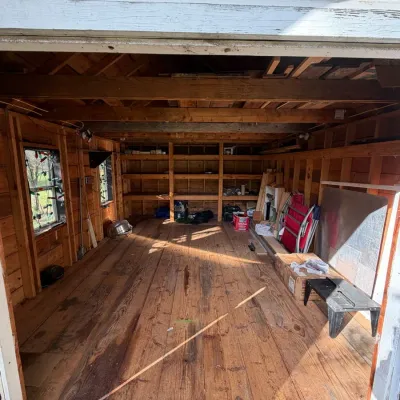 Entire Contents of Wooden Storage Shed - Tools, Hardware, Lumber, Supplies & More