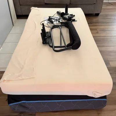 Electric Adjustable Bed Base with Mattress, Remote Control & Padded Side Rails