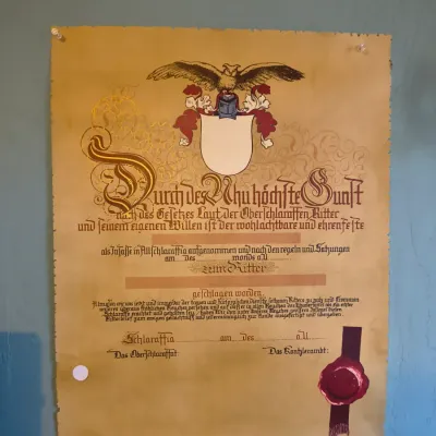 Sale Photo Thumbnail #86: Scharaffia knighting document