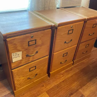 3 Wood Filing Cabinets 