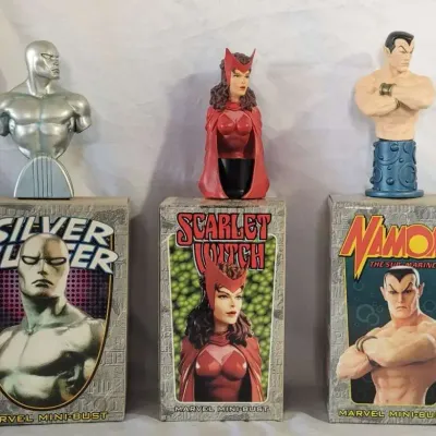 3 Marvel Mini Busts Limited Edition of 5000 - Silver Surfer Scarlet Witch Namor