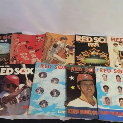 Large Lot of Vintage 1960s and 1970s Boston Red Sox Yearbooks and Scorebook Magazines
