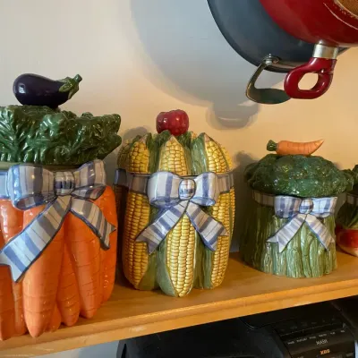 Fritz And Floyd Ceramic Vegetables Kitchen Canister Set