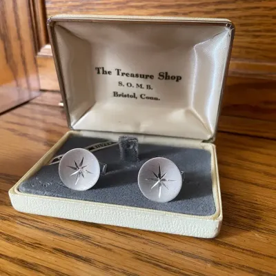 Sterling Silver Vintage Mid Century Modern Starbursts Men’s Cuff Links