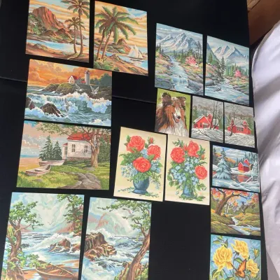 Lot Of Vintage Paint by Number Paintings 
