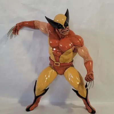 1990s Hand Painted Wolverine X-Men Superhero Statue Marvel Comics Figurine
