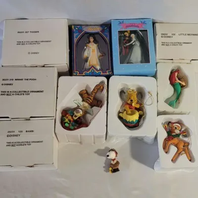Disney Christmas Ornaments Mostly New Open Box & NIP - Aladdin Winnie the Pooh Snoopy Bambi Etc.