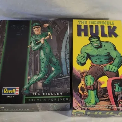 The Riddler and The Incredible Hulk Plastic Model Kits - Open Box Partially Painted and Assembled