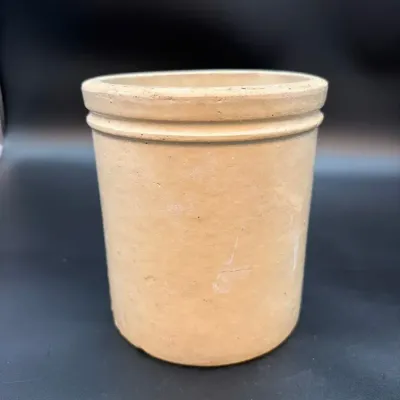 Antique Cream-Glazed Stoneware Crock with Impressed Maker’s Mark – Farmhouse Pottery