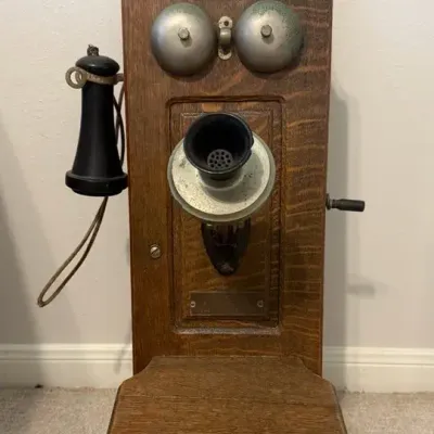 Chicago Telephone Supply Co. Oak Wall Telephone w/ Hand Crank