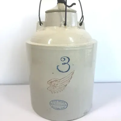 Red Wing 3-Gallon Stoneware Canning Jar w/ Lid & Bail Handle
