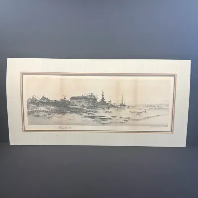 1891 Radtke, Lauckner & Co. Coastal Landscape Etching w/ Remarque – Pencil Signed 