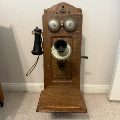 Chicago Telephone Supply Co. Oak Wall Telephone w/ Hand Crank