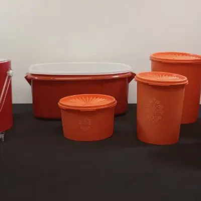 Vintage Paprika and Avocado Tupperware + Kraftware Ice Bucket