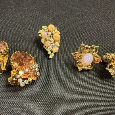 Vintage Alice Caviness Clip On And Coro Screw Back Earrings + Single Lisner Clip On Earring