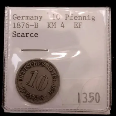 Germany 10 Pfennig 1876-B KM 4 EF