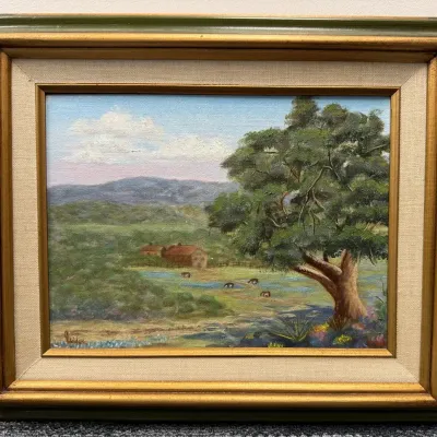 Vintage Signed Walden Original Landscape Painting – Framed Pastoral Scene