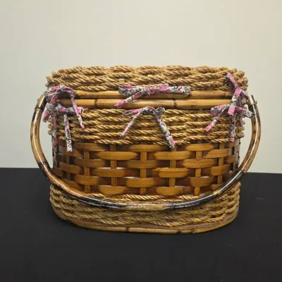 Large Wicker/Rope/Rattan Sewing Basket