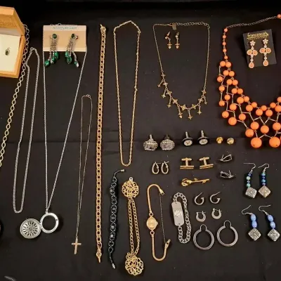 Gold Silver & Brass Lot W/ Necklaces + Earrings + Cufflinks & More!