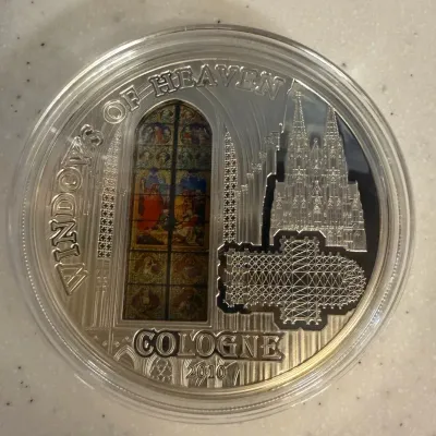 2010 Cook Islands 10 Dollars "Windows of Heaven – Cologne Cathedral" Proof Silver Coin