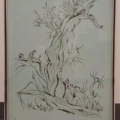Framed Untitled Ink Drawing Signed "Sr. Paulette"